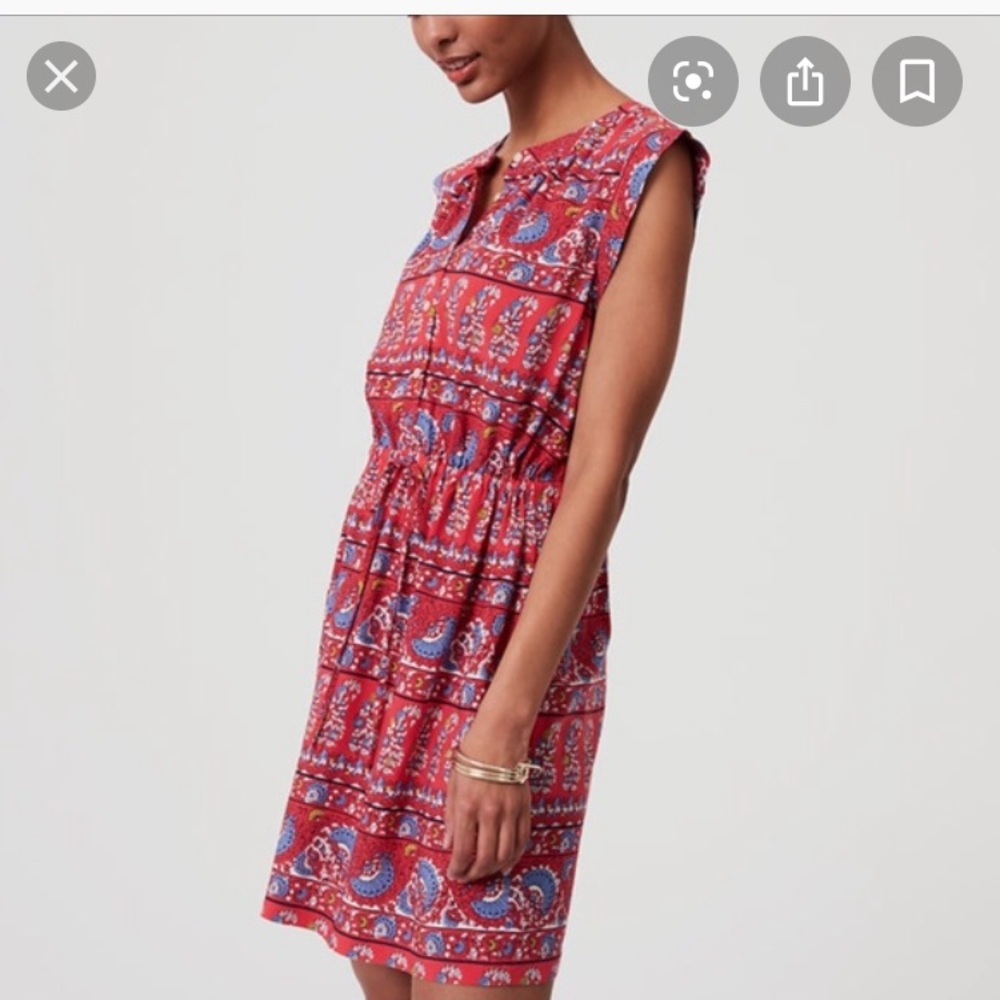 LOFT Fan Floral Paisley Shirt Dress